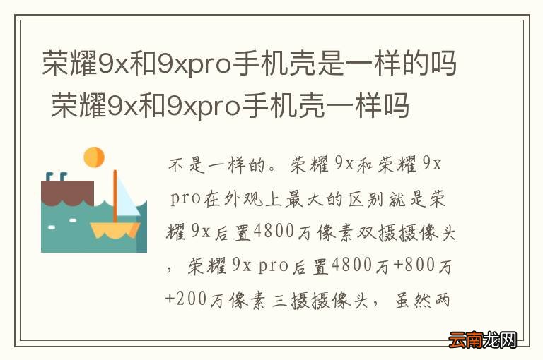 荣耀9x和9xpro手机壳是一样的吗 荣耀9x和9xpro手机壳一样吗