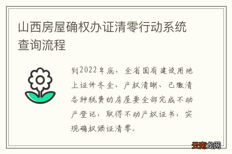 山西房屋确权办证清零行动系统查询流程
