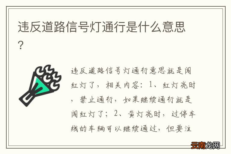 违反道路信号灯通行是什么意思?