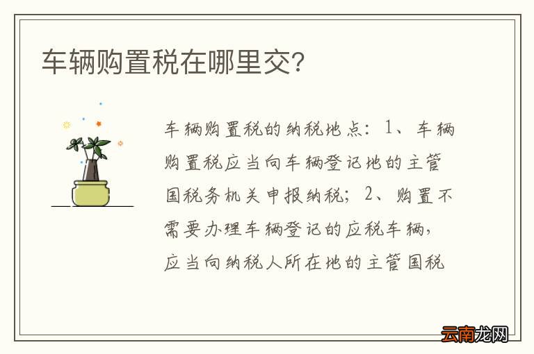 车辆购置税在哪里交?
