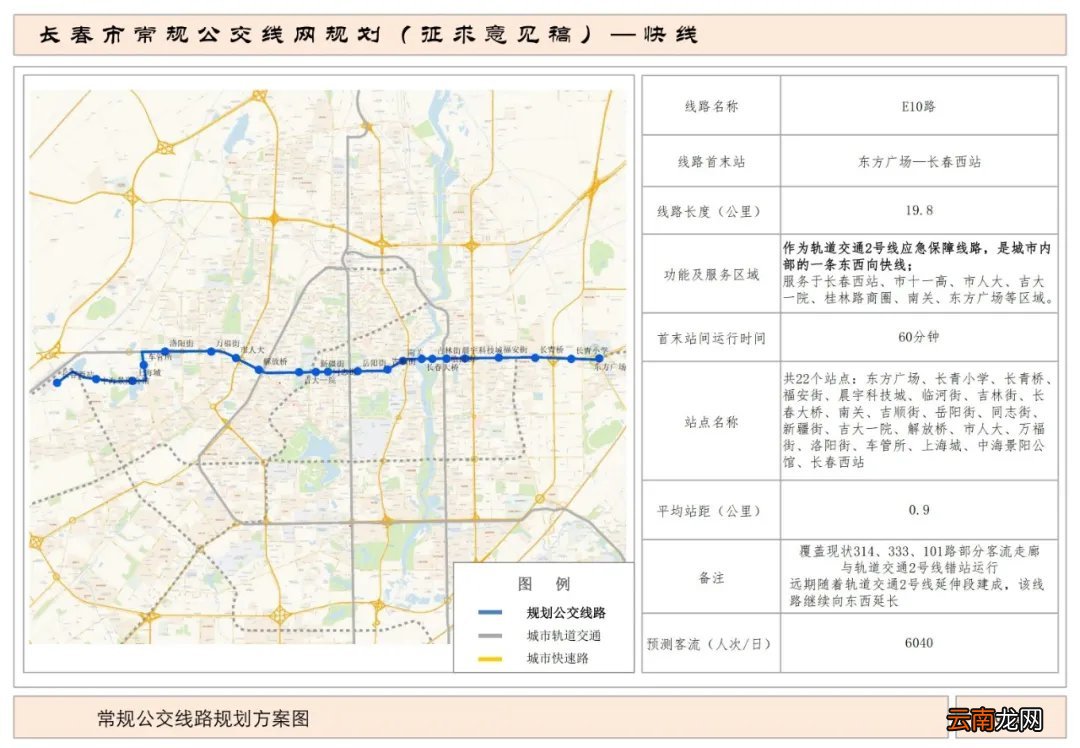 长春公交快线E10路路线图及站点设置