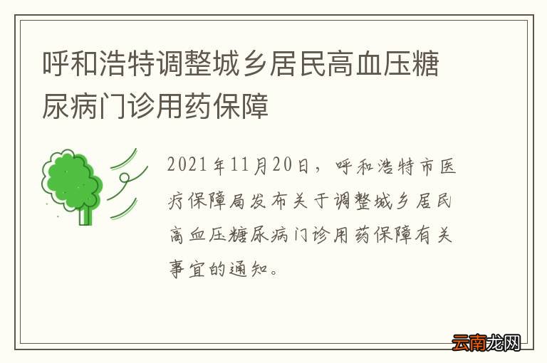 呼和浩特调整城乡居民高血压糖尿病门诊用药保障