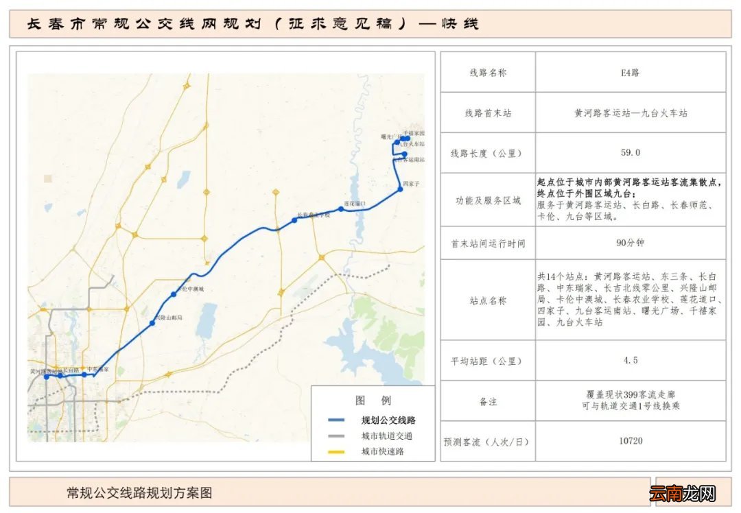 长春公交快线E4路路线图及站点设置