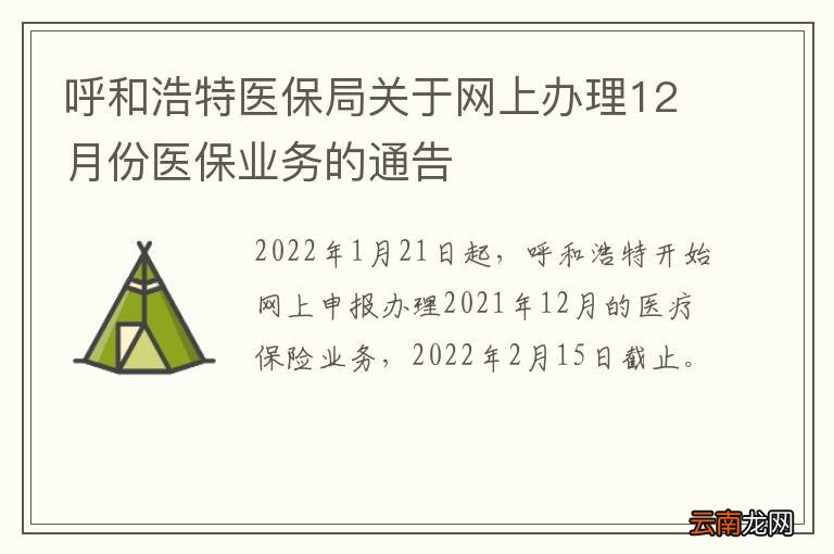 呼和浩特医保局关于网上办理12月份医保业务的通告