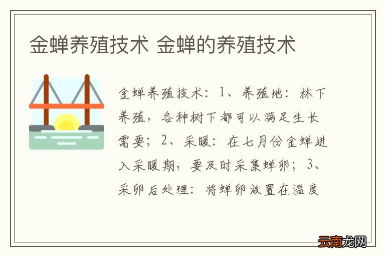 金蝉养殖技术 金蝉的养殖技术