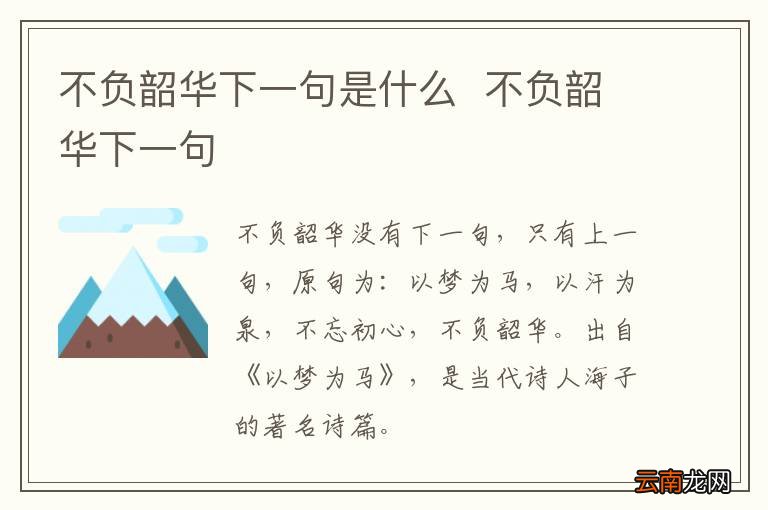 不负韶华下一句是什么不负韶华下一句