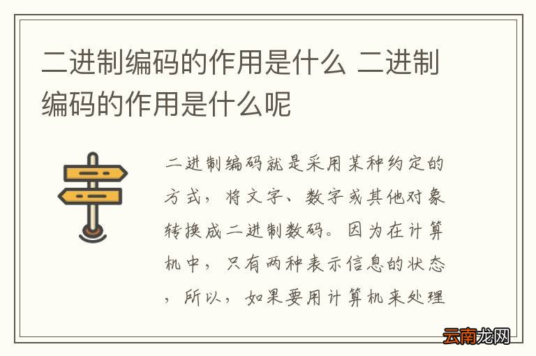 二进制编码的作用是什么 二进制编码的作用是什么呢