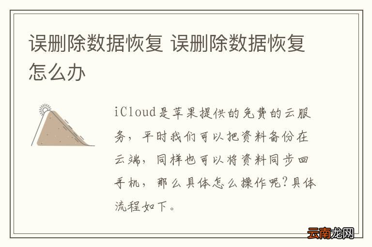 误删除数据恢复 误删除数据恢复怎么办