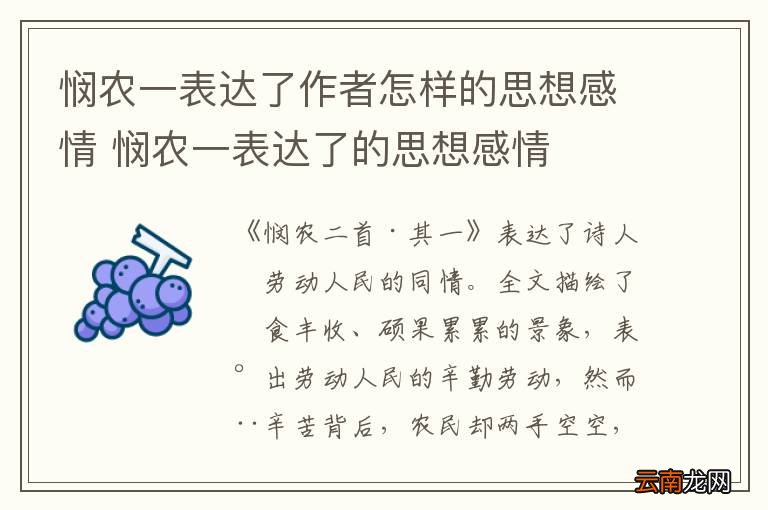 悯农一表达了作者怎样的思想感情 悯农一表达了的思想感情