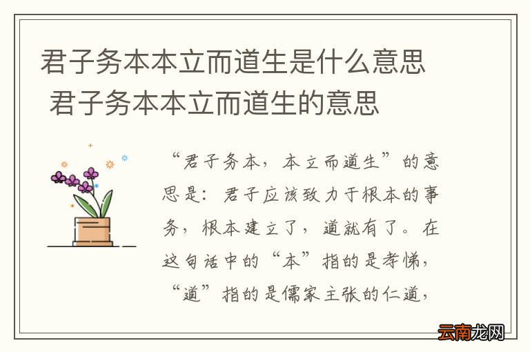 君子务本本立而道生是什么意思 君子务本本立而道生的意思