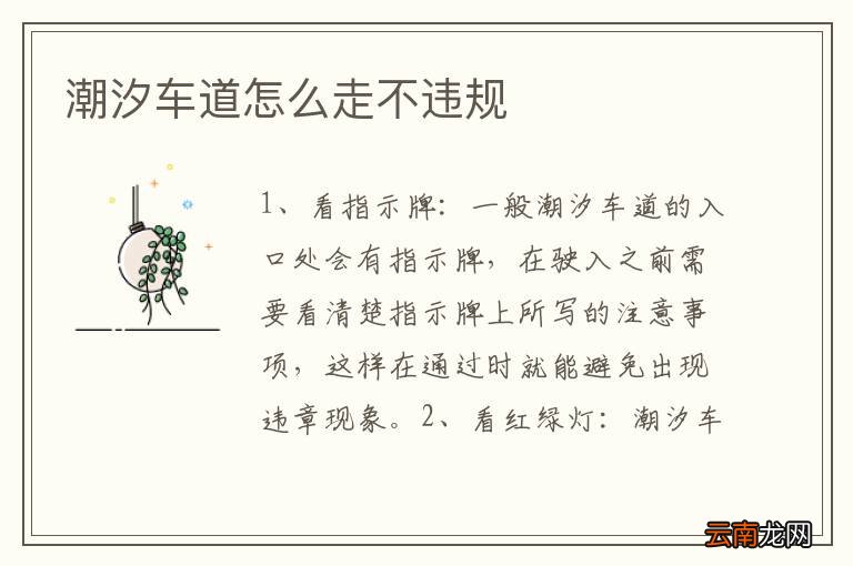 潮汐车道怎么走不违规