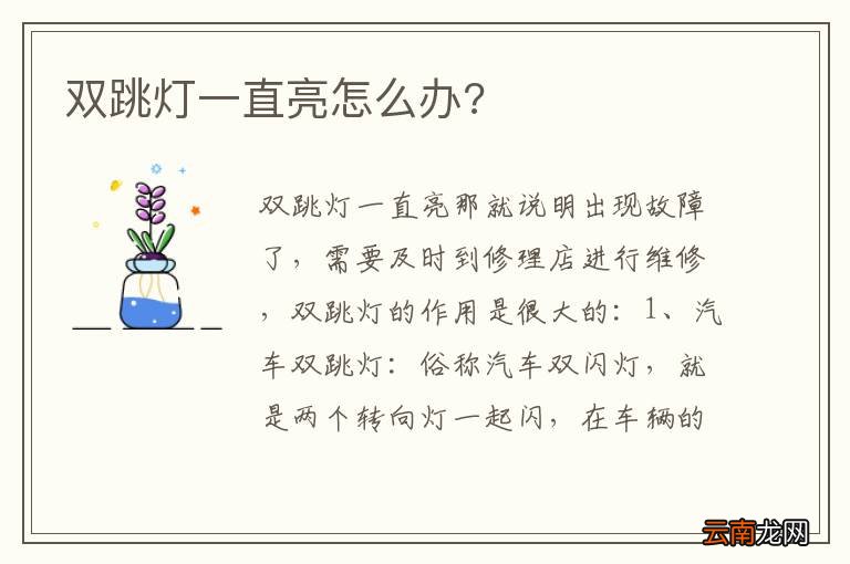 双跳灯一直亮怎么办?