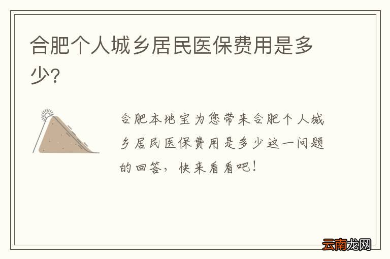 合肥个人城乡居民医保费用是多少?