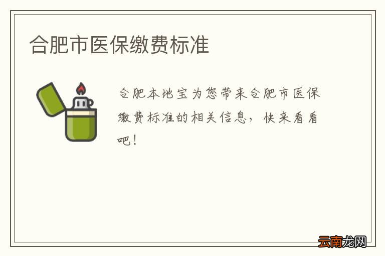 合肥市医保缴费标准