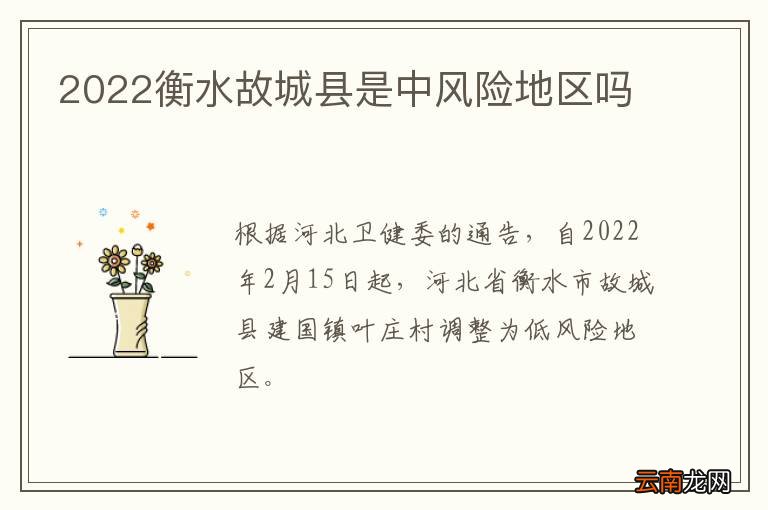 2022衡水故城县是中风险地区吗
