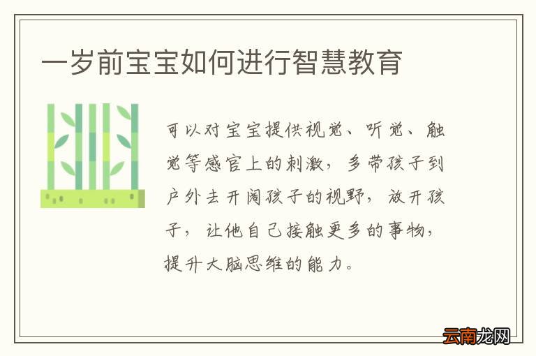 一岁前宝宝如何进行智慧教育