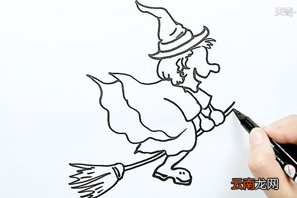 骑扫帚的男巫师简笔画 骑扫帚的男巫师怎么画