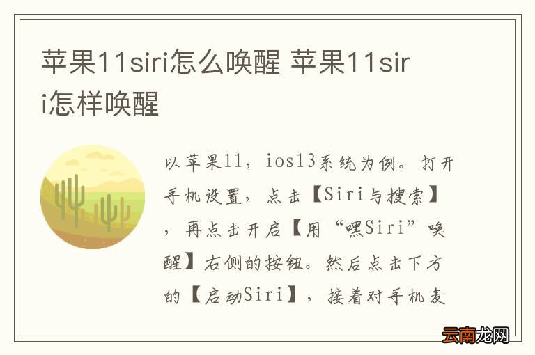 苹果11siri怎么唤醒 苹果11siri怎样唤醒