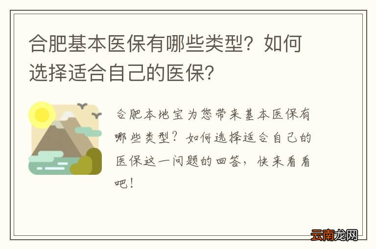 合肥基本医保有哪些类型？如何选择适合自己的医保？