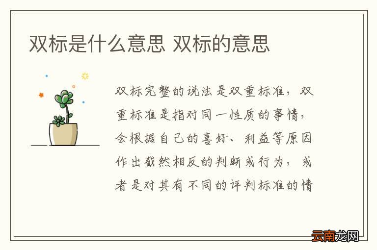 双标是什么意思 双标的意思