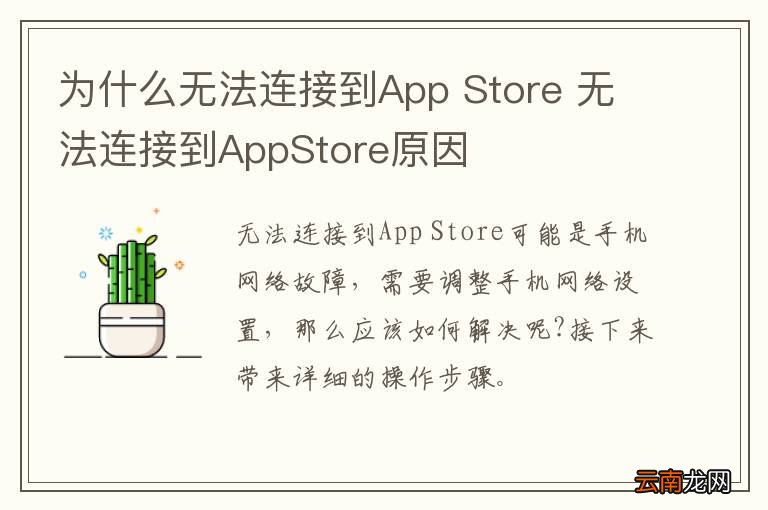 为什么无法连接到App Store 无法连接到AppStore原因