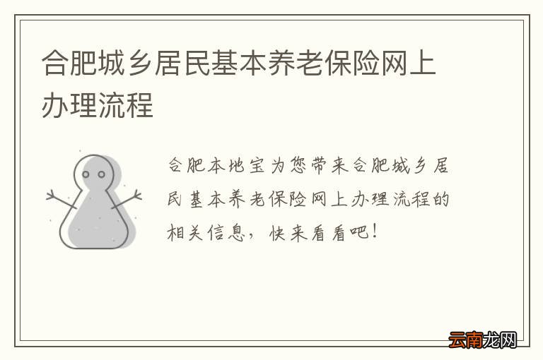 合肥城乡居民基本养老保险网上办理流程