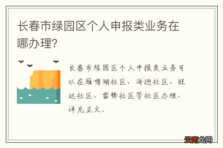 长春市绿园区个人申报类业务在哪办理？