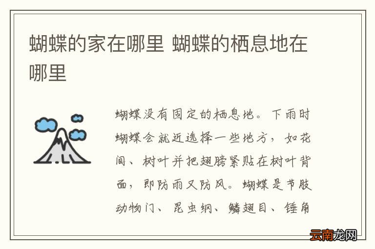 蝴蝶的家在哪里 蝴蝶的栖息地在哪里