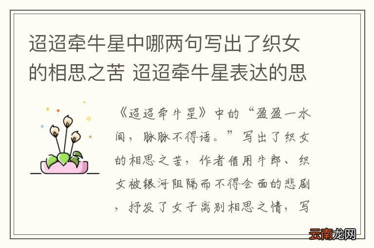 迢迢牵牛星中哪两句写出了织女的相思之苦 迢迢牵牛星表达的思想感情