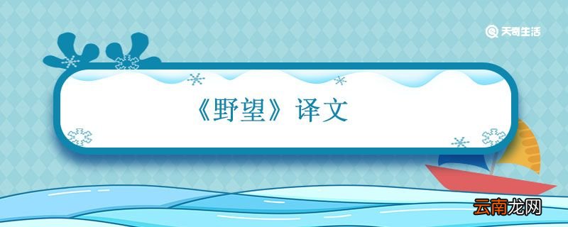 野望译文 野望译文王绩
