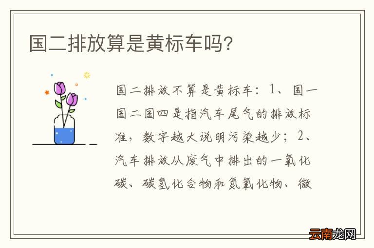 国二排放算是黄标车吗?