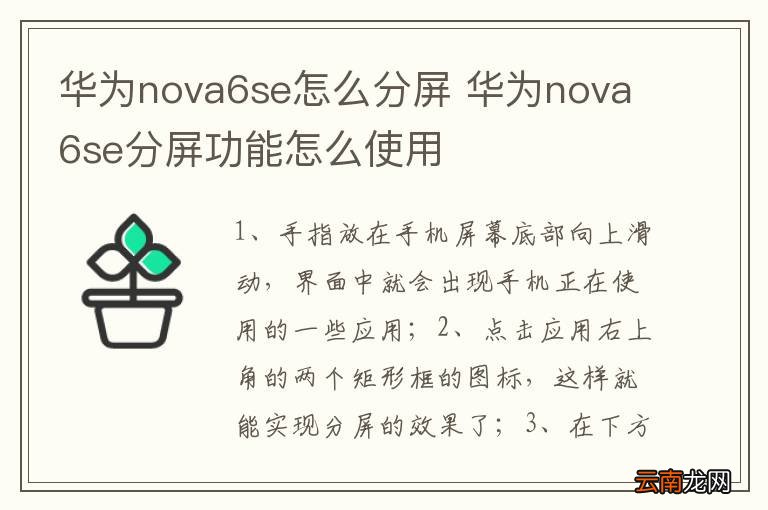 华为nova6se怎么分屏 华为nova6se分屏功能怎么使用