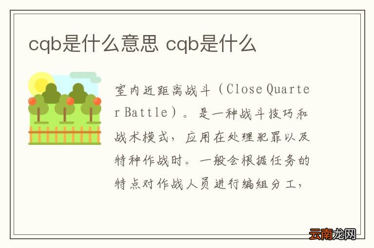 cqb是什么意思 cqb是什么