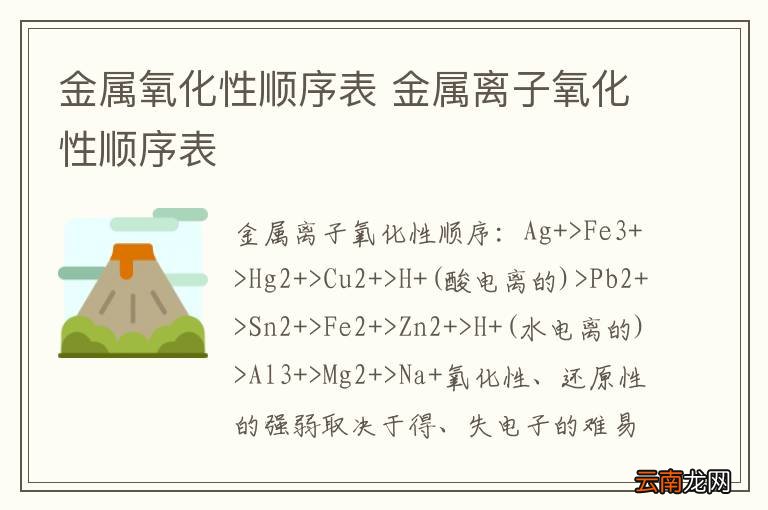 金属氧化性顺序表 金属离子氧化性顺序表