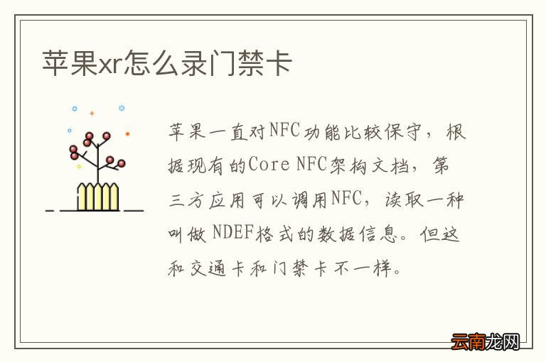 苹果xr怎么录门禁卡