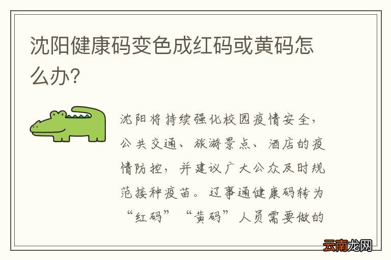 沈阳健康码变色成红码或黄码怎么办？