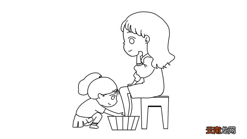 给妈妈洗脚简笔画教程给妈妈洗脚简笔画怎么画