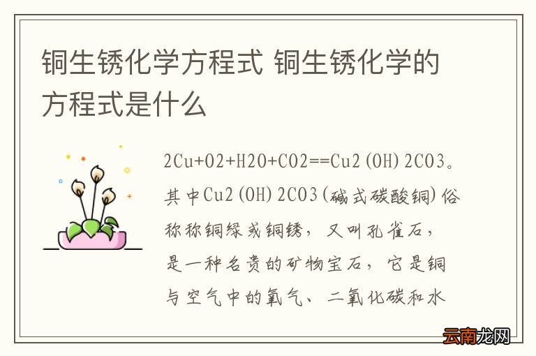 铜生锈化学方程式 铜生锈化学的方程式是什么
