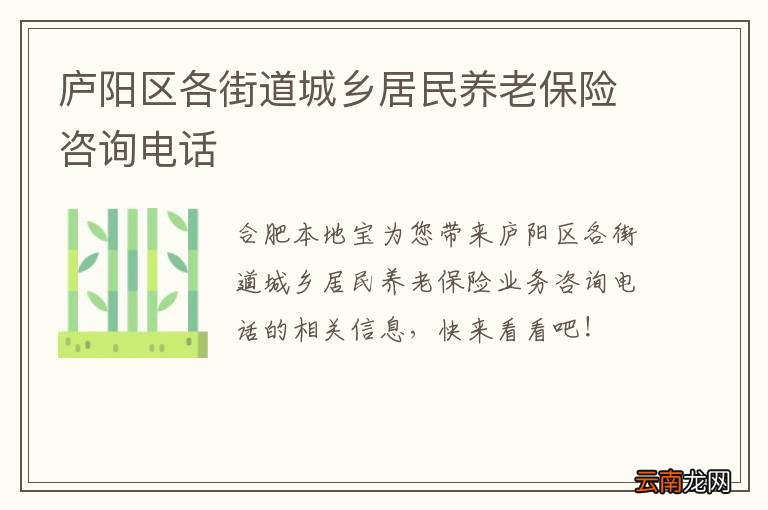 庐阳区各街道城乡居民养老保险咨询电话