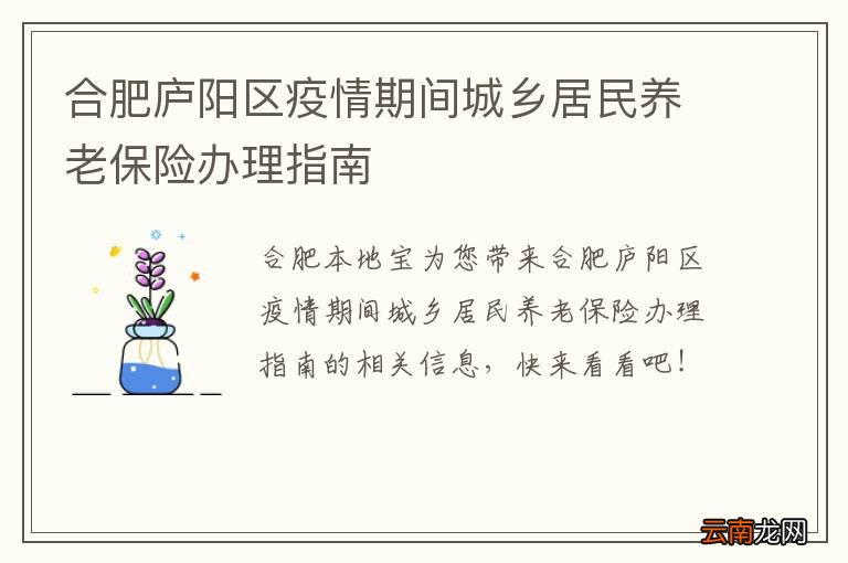 合肥庐阳区疫情期间城乡居民养老保险办理指南
