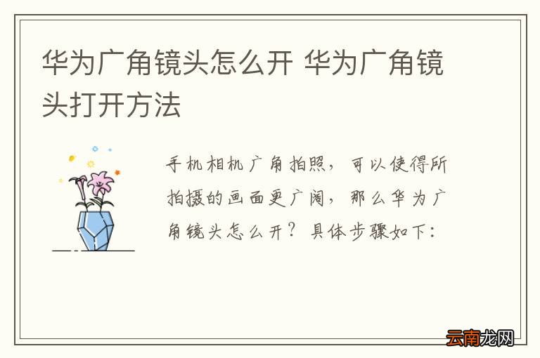 华为广角镜头怎么开 华为广角镜头打开方法