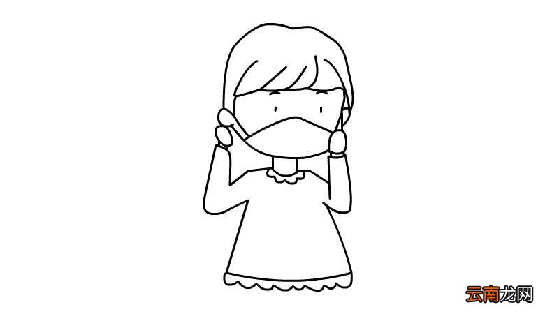小孩戴口罩简笔画画法