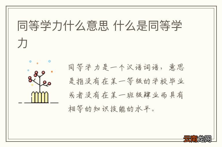 同等学力什么意思 什么是同等学力