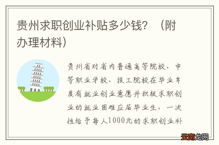 附办理材料 贵州求职创业补贴多少钱？