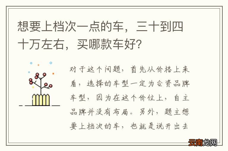想要上档次一点的车，三十到四十万左右，买哪款车好？