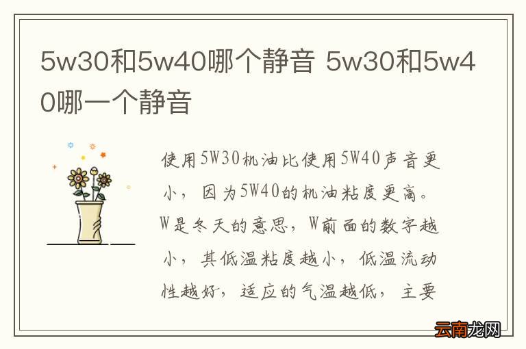 5w30和5w40哪个静音 5w30和5w40哪一个静音