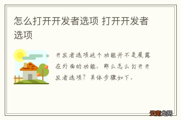 怎么打开开发者选项 打开开发者选项