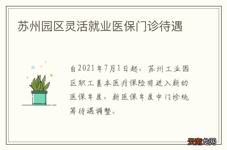 苏州园区灵活就业医保门诊待遇