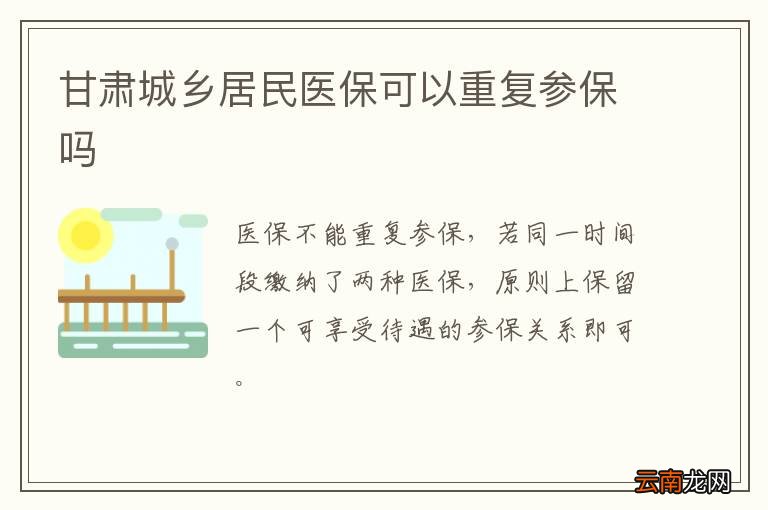 甘肃城乡居民医保可以重复参保吗
