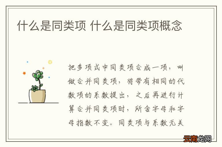 什么是同类项 什么是同类项概念